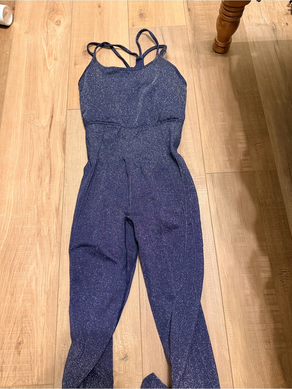Fabletics Navy Glitter Strappy Jumpsuit